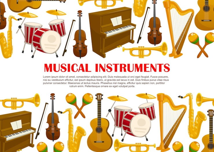 Vector vector music poster of musical instruments