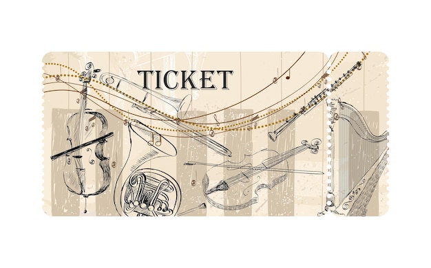 Vector musical concert ticket template