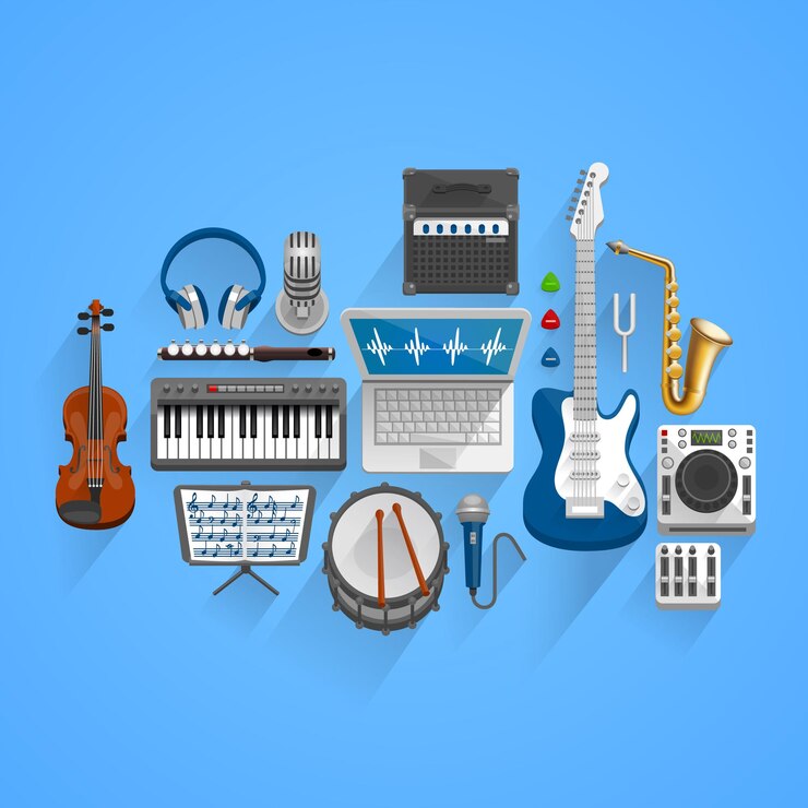 Vector vector musical tools style. illustration art icon