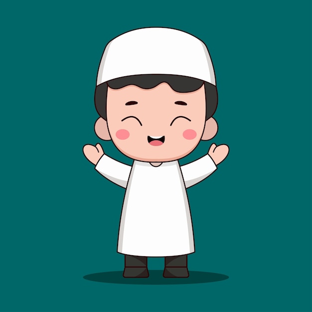 Vector vector muslim boy in white outfit