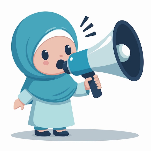 Vector muslim child with simple flat and cartoon design style