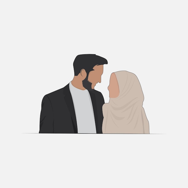 ベクトル フラットなデザイン テンプレートのベクトルイスラム教徒のカップルのイラスト