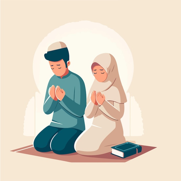 Vector vector muslim couple is praying