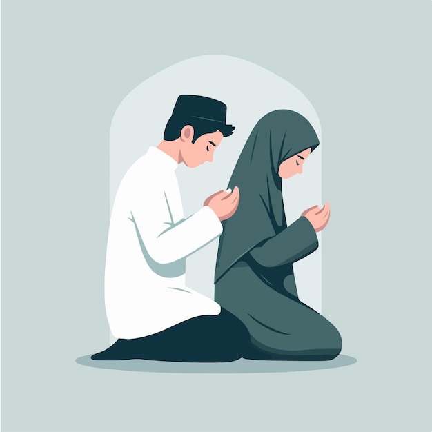 Vector vector muslim couple is praying