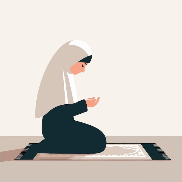 Vector vector of muslim girl praying in flat design style