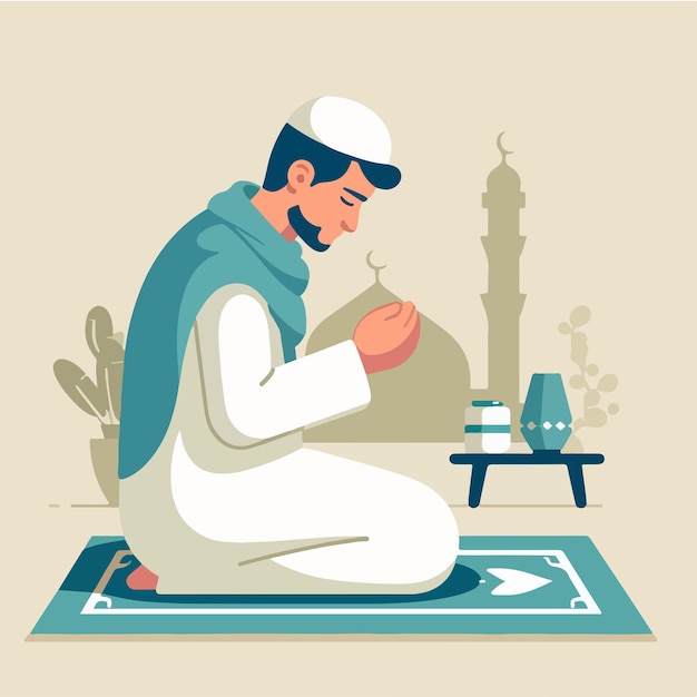 Vector Muslim guy praying