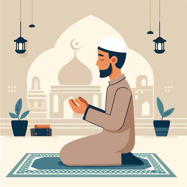 vector muslim guy praying