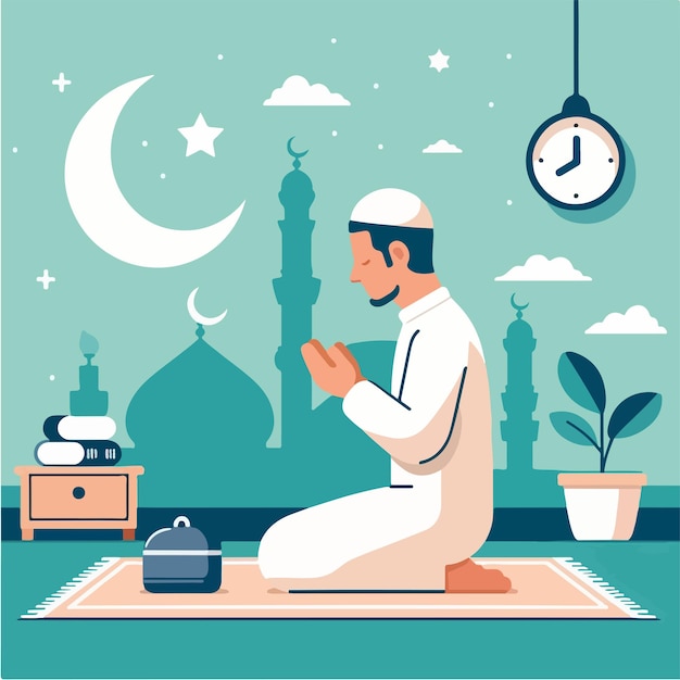 Vector Muslim guy praying