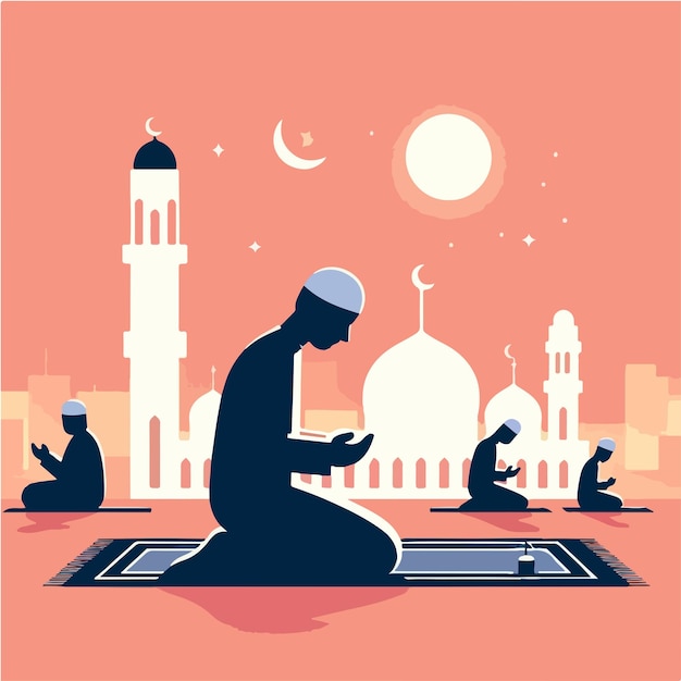 Vector vector muslim guy praying