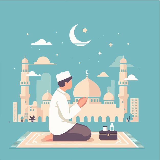 Vector vector muslim guy praying