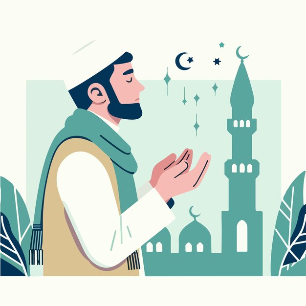 Vector vector muslim guy praying