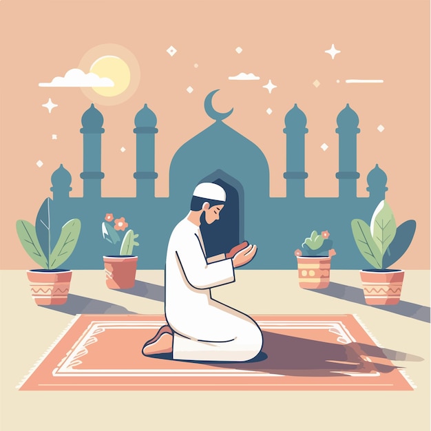 Vector Muslim guy praying