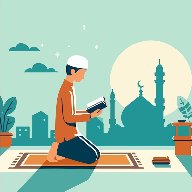 vector muslim guy praying