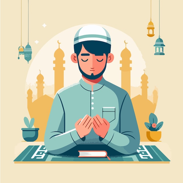 Vector Muslim guy praying