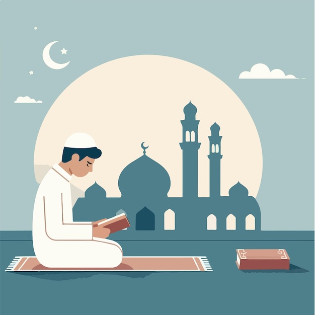 vector muslim guy praying