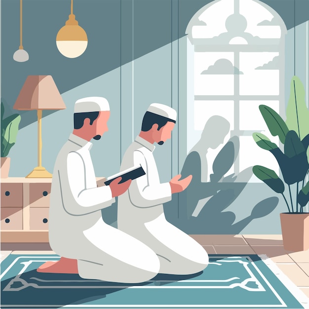 Vector Muslim guy praying