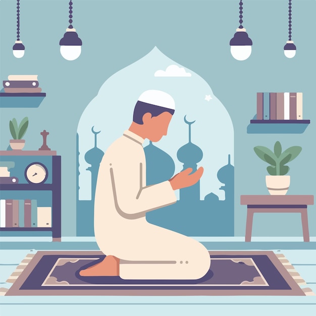 Vector Muslim guy praying