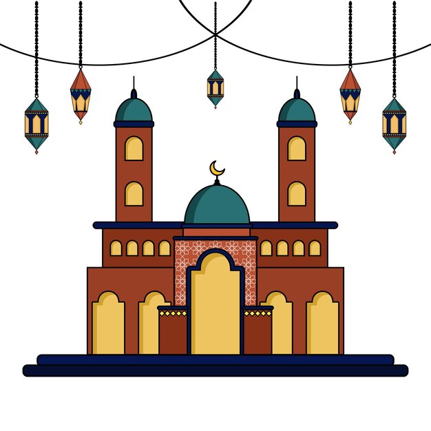 Vector vector muslim mosque design on white background