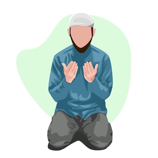 VECTOR MUSLIM PEOPLE PRAY TO ALLAH