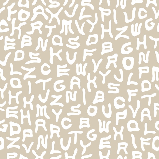 Vector naadloos funky alfabetpatroon met vervormde Latijnse letters Beige herhaal ongebruikelijke achtergrond
