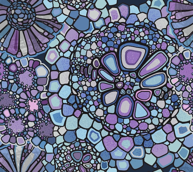 Vector naadloos kleurrijk abstract organisch patroon Abstract achtergrond in biologische stijl Macro-beeld planten vergroot onder een microscoop