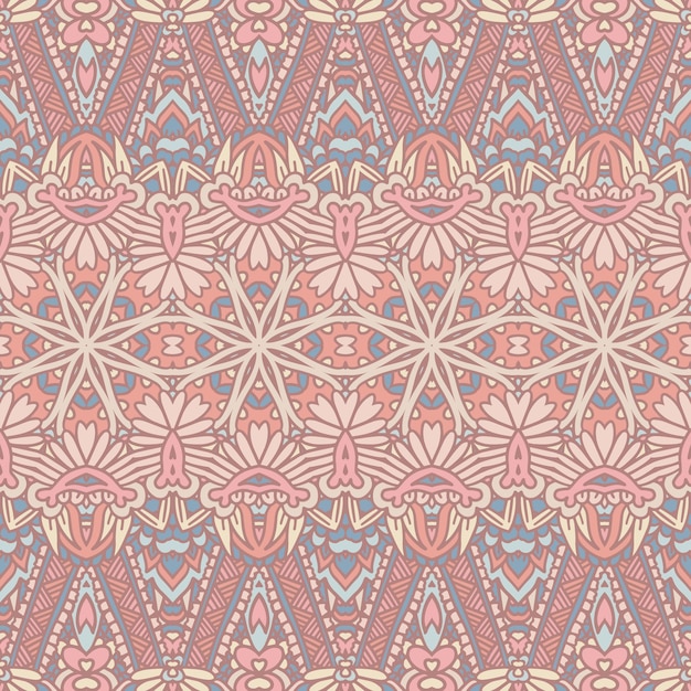 Vector naadloos patroon etnische tribale natuurlijke kleur print vintage design boheemse stijl