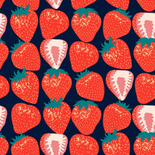 Vector naadloos patroon met aardbeien. vlakke afbeelding