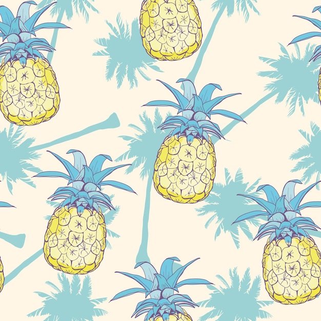 Vector naadloos patroon met ananas