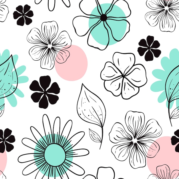 Vector naadloos patroon met bloemen. Scandinavische motieven.