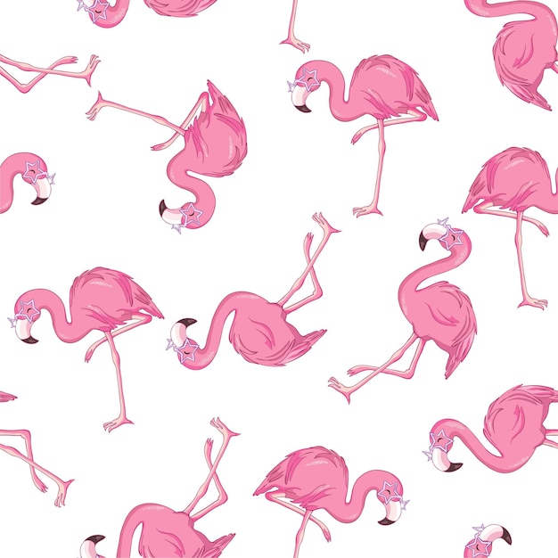 Vector naadloos patroon met flamingo&#39;s