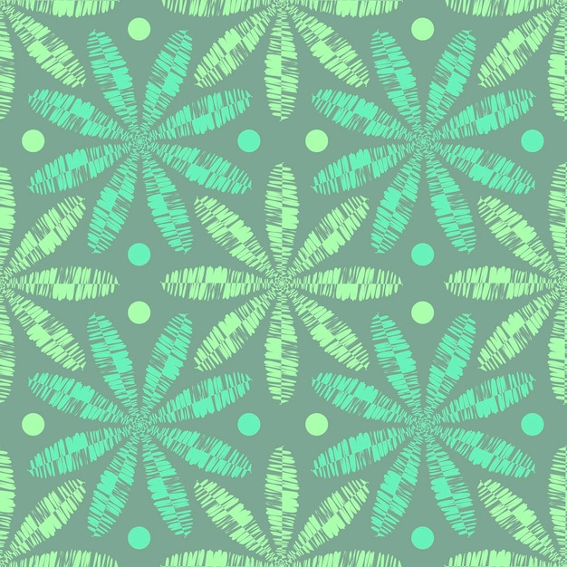 Vector vector naadloos patroon met groene bloemen en stippen