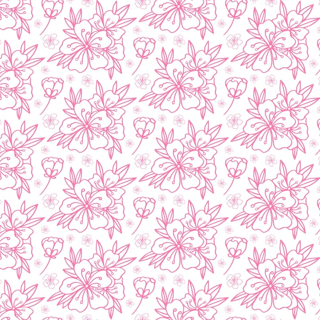 Vector naadloos patroon met handgetekende twijgen en sakura bloemen