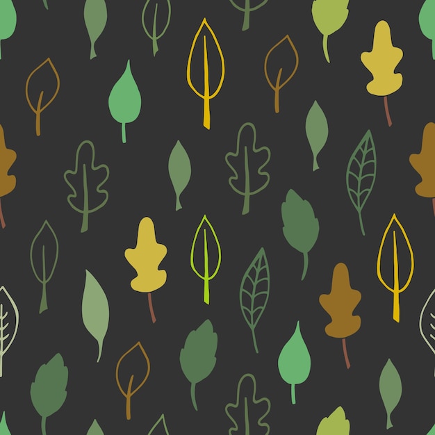 Vector naadloos patroon met herfstbladeren in geel groen oranje bruin kleuren voor wallpapers achtergronden inpakpapier herfst kaarten