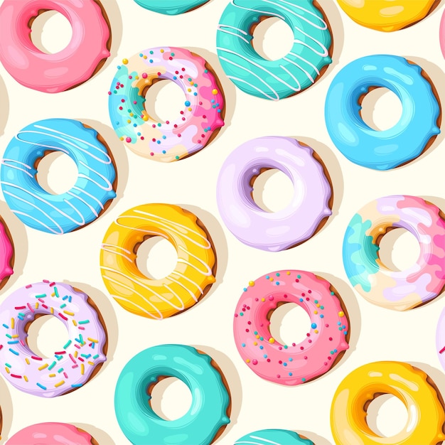 Vector naadloos patroon met hoog gedetailleerde donuts