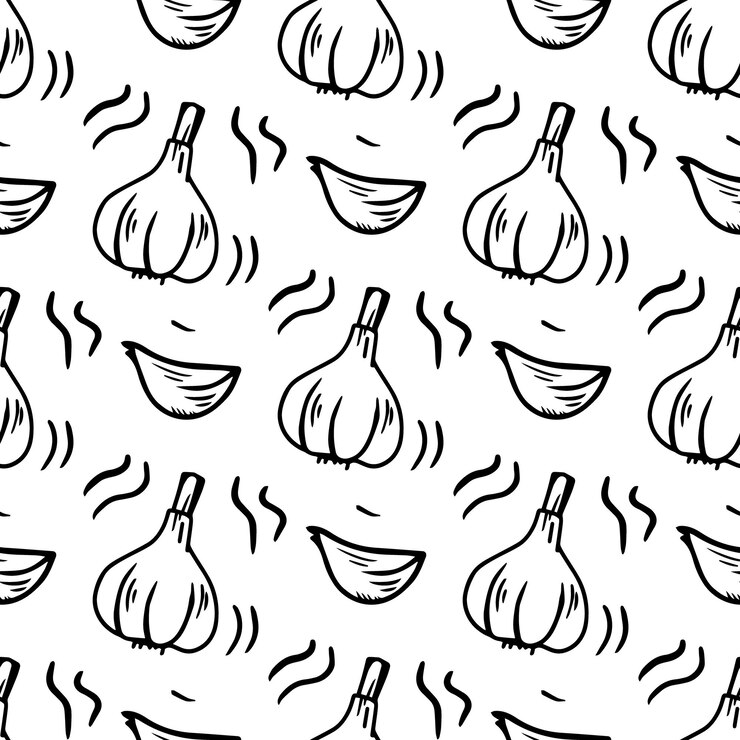 Vector naadloos patroon met knoflook Vector graphics