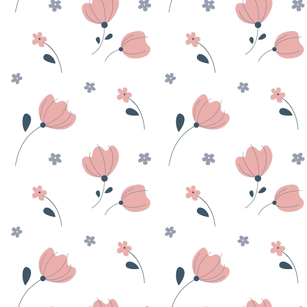 Vector naadloos patroon met tedere bloemen Bloemen eenvoudig behang