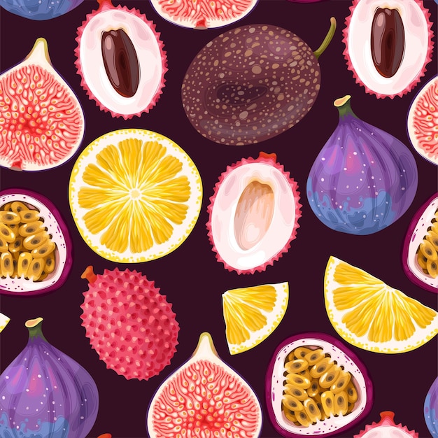 Vector naadloos patroon met tropisch fruit