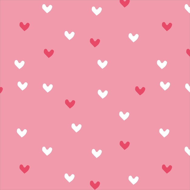 Vector naadloos patroon met witte en rode hartjes op roze achtergrond. inpakpapier, achtergronden