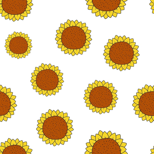 Vector naadloos patroon met zonnebloemen op een witte achtergrond Zomerpatroon Bloemenillustratie