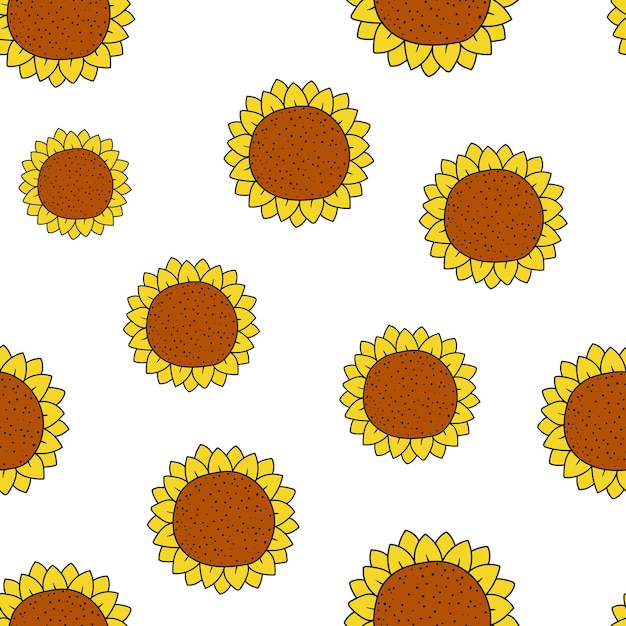 Vector naadloos patroon met zonnebloemen op een witte achtergrond zomerpatroon bloemenillustratie