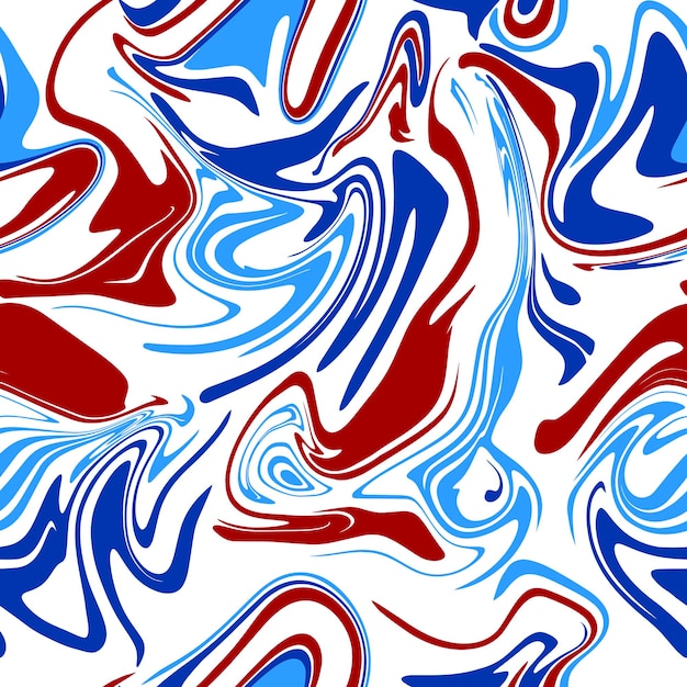 Vector naadloos patroon van abstracte vloeiende psychedelische strepen en lijnen rode en blauwe kleuren