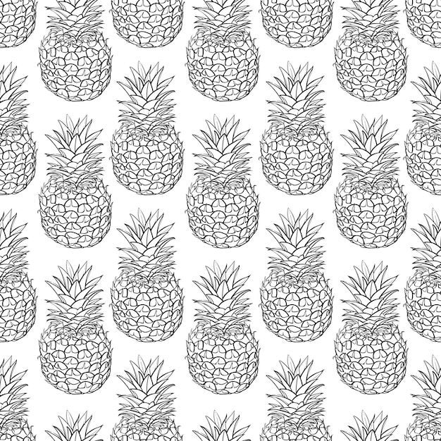 Vector naadloos patroon van ananas