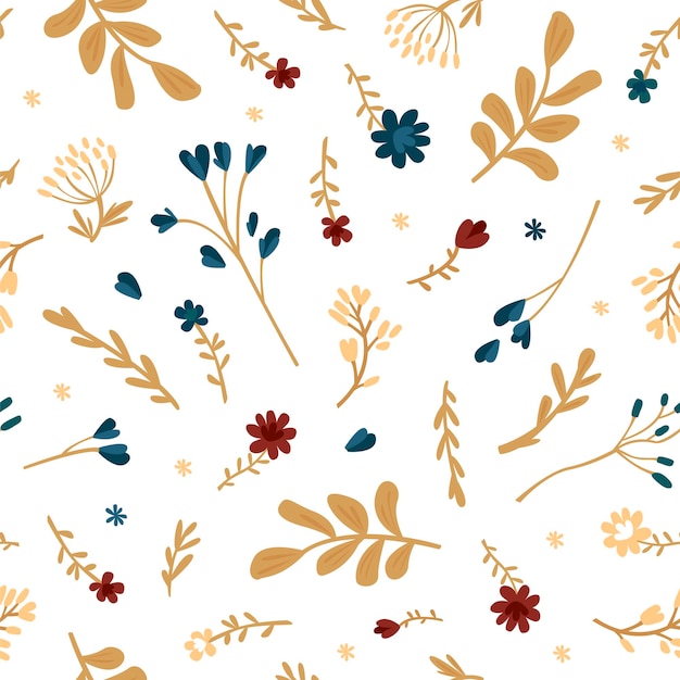Vector naadloos patroon van bloemen en bladeren Eenvoudige moderne illustratie voor trendy stoffen wallpapers inpakpapier beddengoed