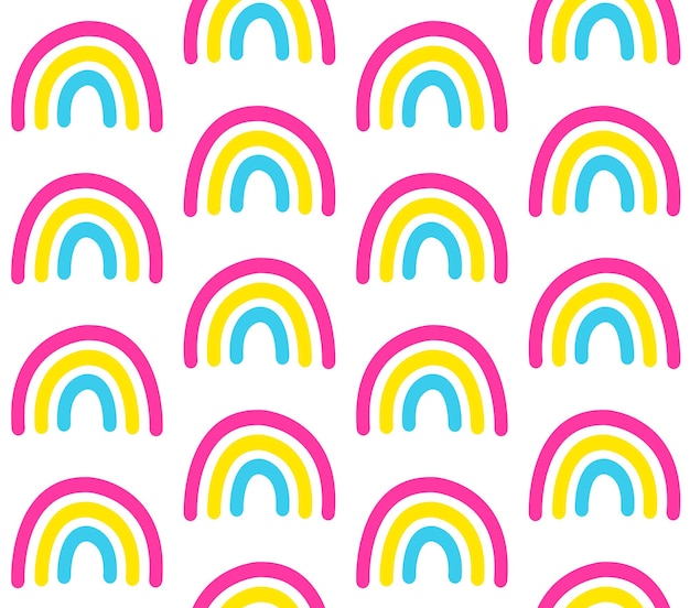 Vector naadloos patroon van hand getrokken pansexual vlagregenboog