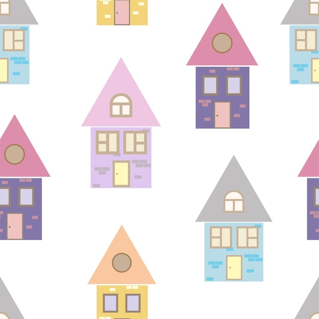 Vector naadloos patroon van huizen Mooie Scandinavische minimalistische huizen Modieuze print voor kleding wallpapers covers Voor oppervlakteontwerp stoffen verpakking scrappapier