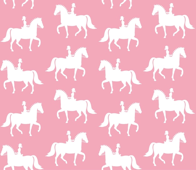 Vector naadloos patroon van wit dressuurpaard