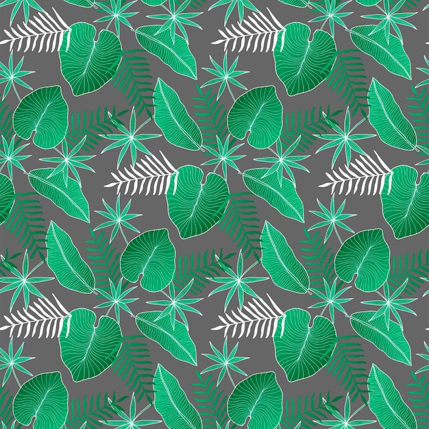 Vector naadloos tropisch groen patroon met palmbladeren varen bananenbladeren Patroon voor textiel inpakpapier wallpapers covers decor