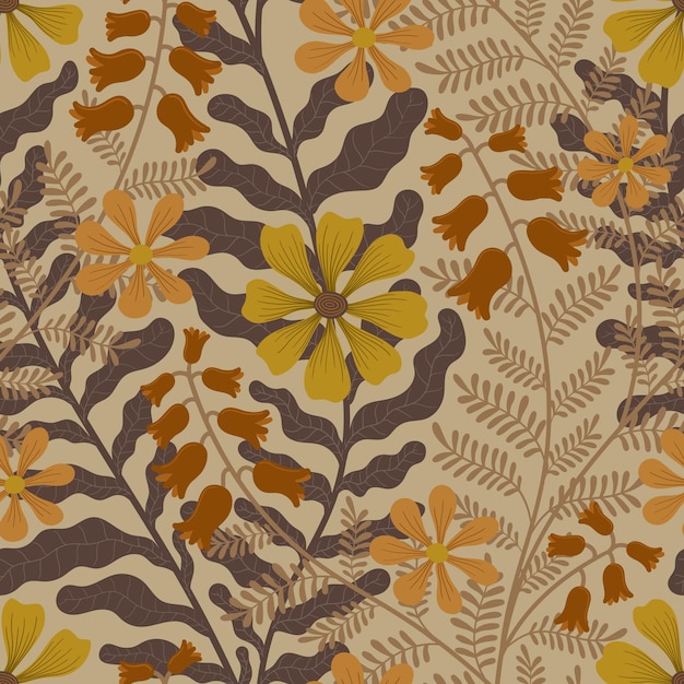 VECTOR NAADLOZE BEIGE ACHTERGROND MET WEEFBLOEMEN