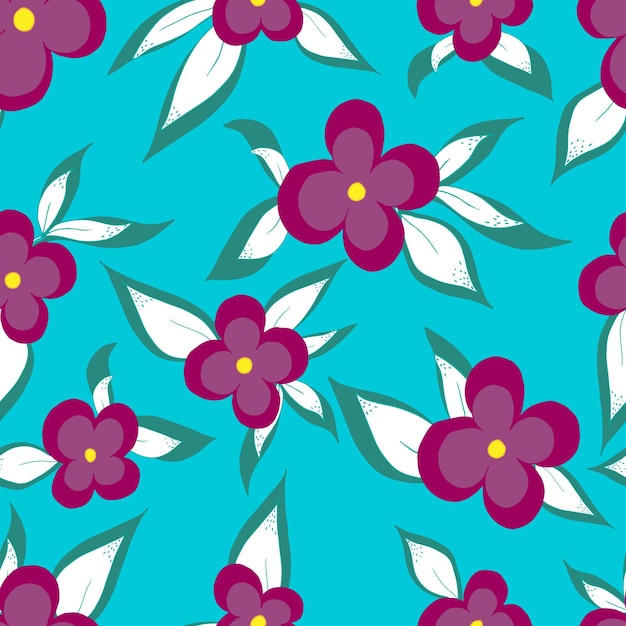 Vector naadloze patroon bloemen met bladeren Botanische illustratie voor achtergrond behang textiel stof kleding papier ansichtkaarten