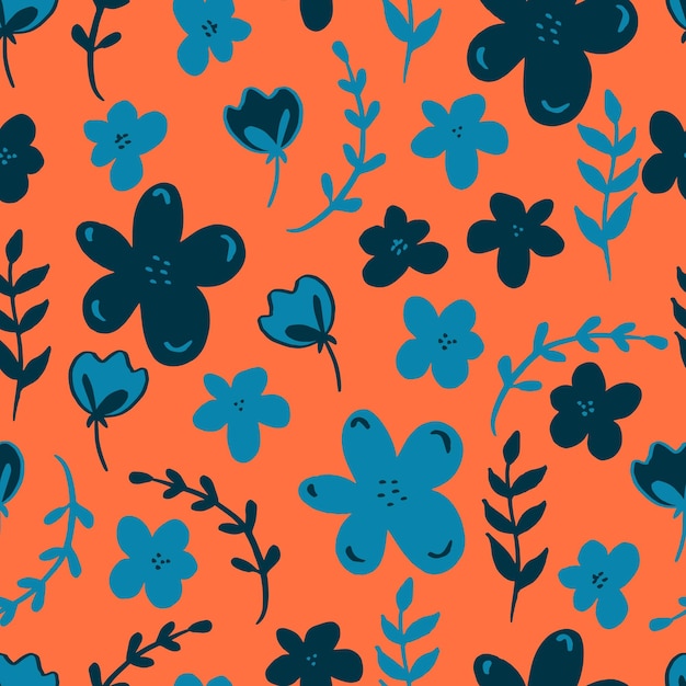 Vector naadloze patroon bloemen met bladeren Botanische illustratie voor behang textiel stof kleding papier ansichtkaarten